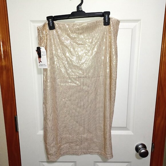 Sequin Midi Column Skirt NWT Large 12 to 14 - Picture 2 of 7
